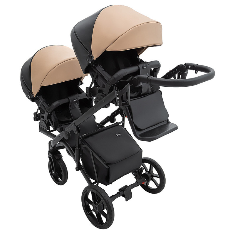 Універсальна коляска 2 в 1 для двійні Bair Kiwi DUO ECO BKD-18/15 капучино / чорний