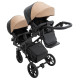 Універсальна коляска 2 в 1 для двійні Bair Kiwi DUO ECO BKD-18/15 капучино / чорний