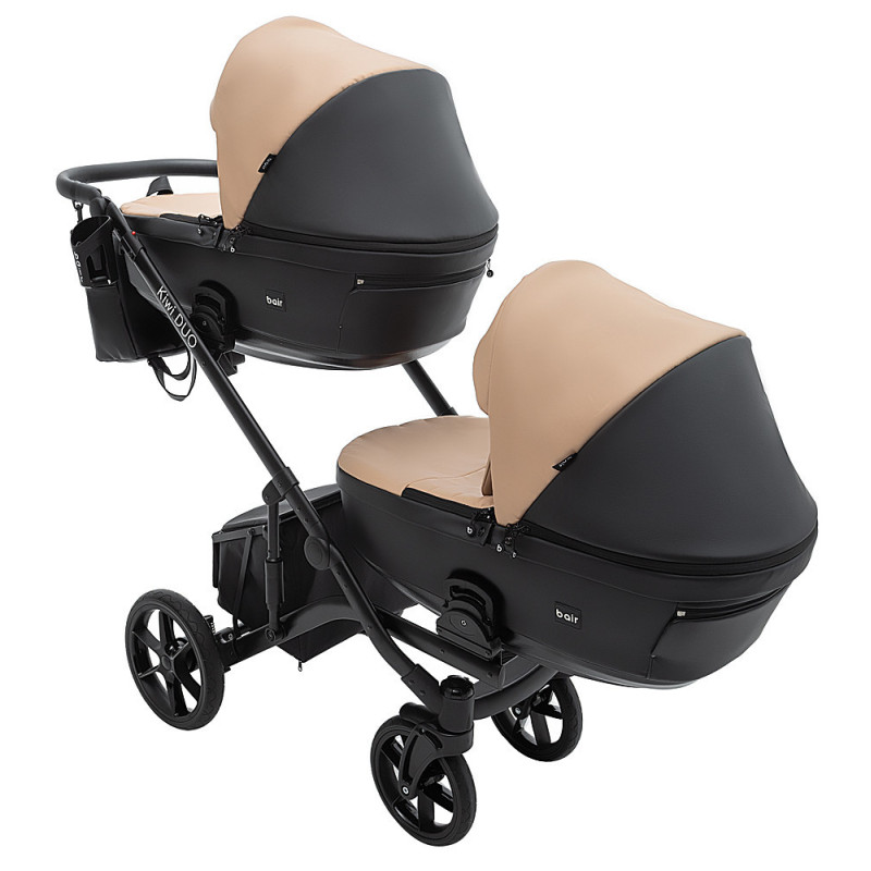Універсальна коляска 2 в 1 для двійні Bair Kiwi DUO ECO BKD-18/15 капучино / чорний