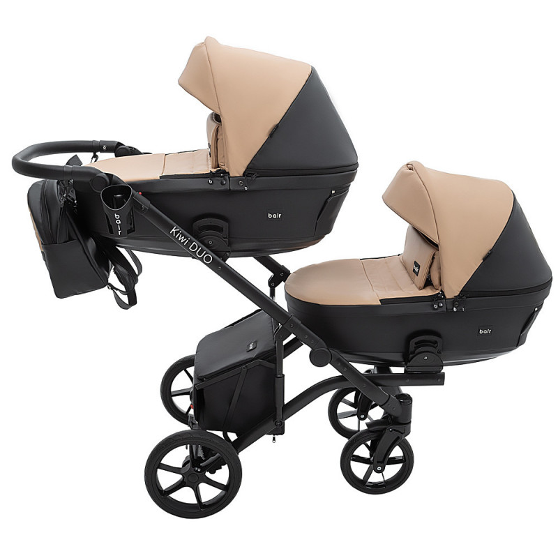 Універсальна коляска 2 в 1 для двійні Bair Kiwi DUO ECO BKD-18/15 капучино / чорний