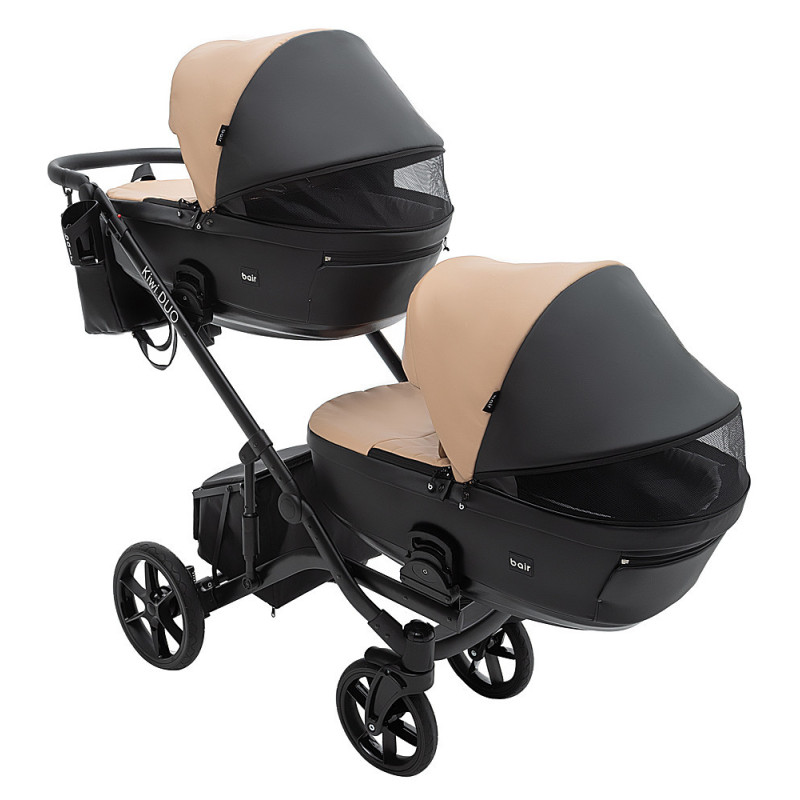 Універсальна коляска 2 в 1 для двійні Bair Kiwi DUO ECO BKD-18/15 капучино / чорний