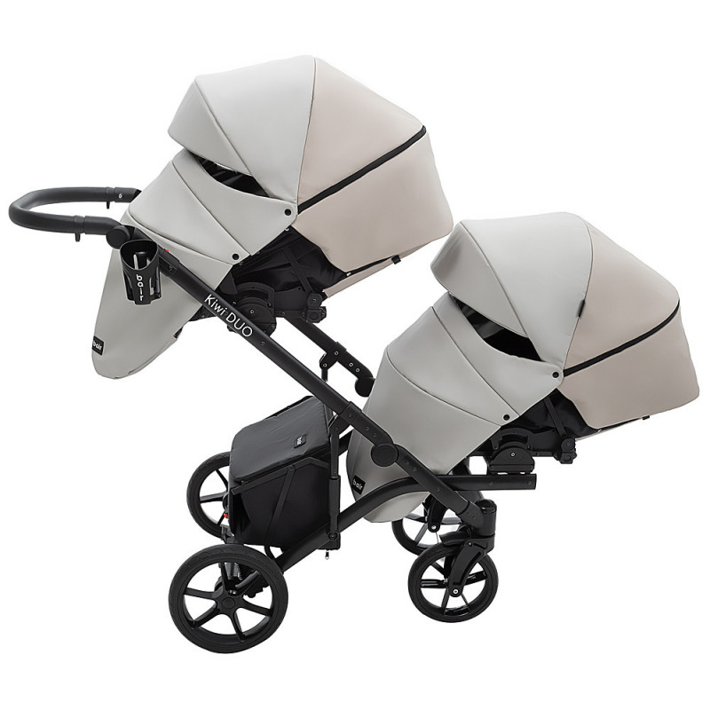 Універсальна коляска 2 в 1 для двійні Bair Kiwi DUO ECO BKD-32/33 бежевий / капучино
