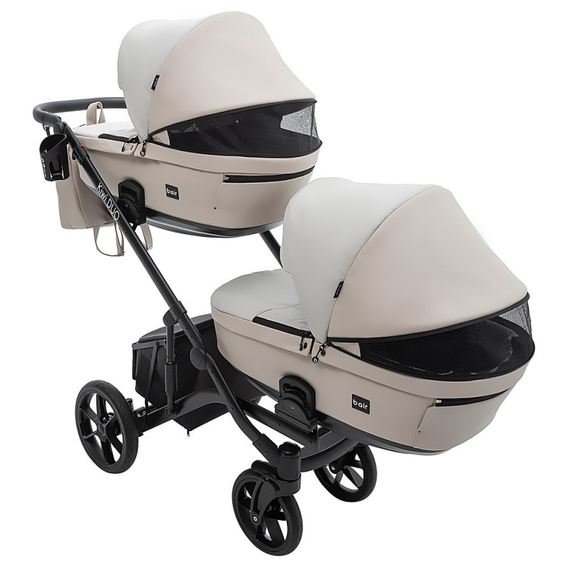 Універсальна коляска 2 в 1 для двійні Bair Kiwi DUO ECO BKD-32/33 бежевий / капучино