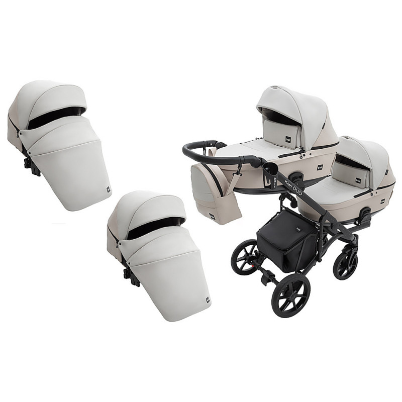 Універсальна коляска 2 в 1 для двійні Bair Kiwi DUO ECO BKD-32/33 бежевий / капучино