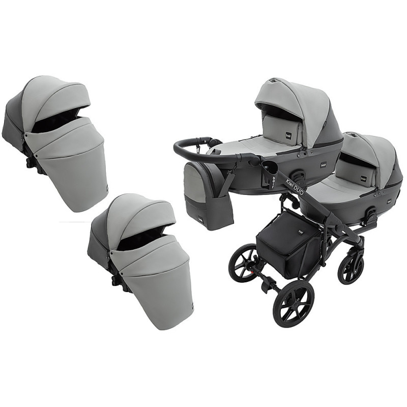 Універсальна коляска 2 в 1 для двійні Bair Kiwi DUO ECO BKD-21/15 сірий / графіт