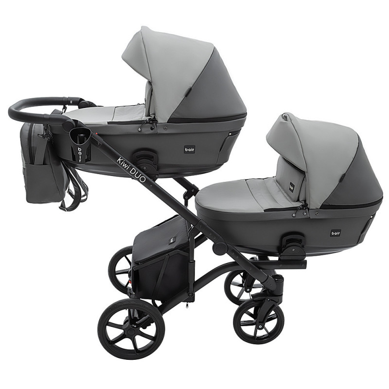 Універсальна коляска 2 в 1 для двійні Bair Kiwi DUO ECO BKD-21/15 сірий / графіт
