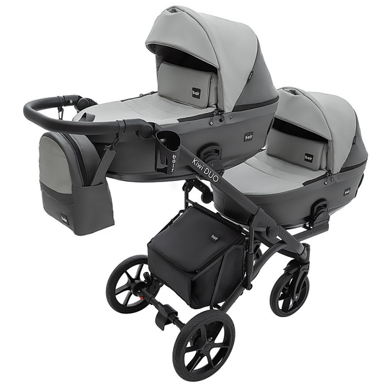 Універсальна коляска 2 в 1 для двійні Bair Kiwi DUO ECO BKD-21/15 сірий / графіт