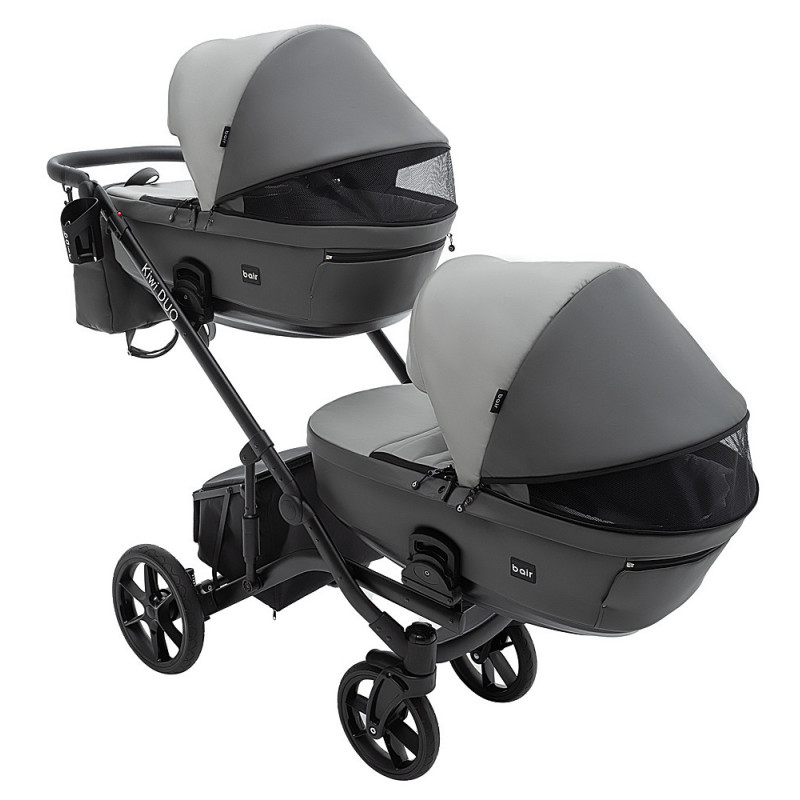 Універсальна коляска 2 в 1 для двійні Bair Kiwi DUO ECO BKD-21/15 сірий / графіт