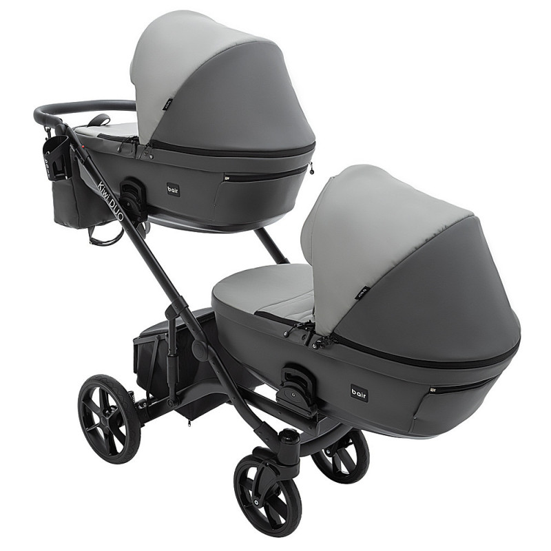Універсальна коляска 2 в 1 для двійні Bair Kiwi DUO ECO BKD-21/15 сірий / графіт