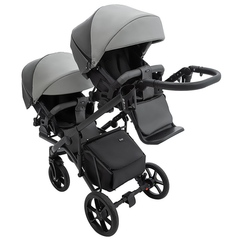 Універсальна коляска 2 в 1 для двійні Bair Kiwi DUO ECO BKD-21/15 сірий / графіт