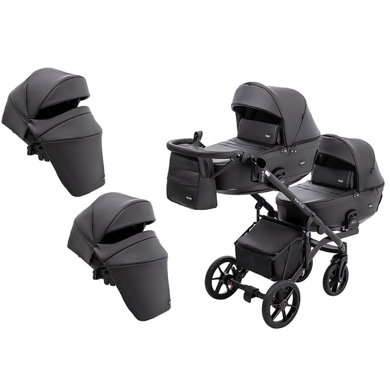 Універсальна коляска 2 в 1 для двійні Bair Kiwi DUO ECO BKD-15 чорний