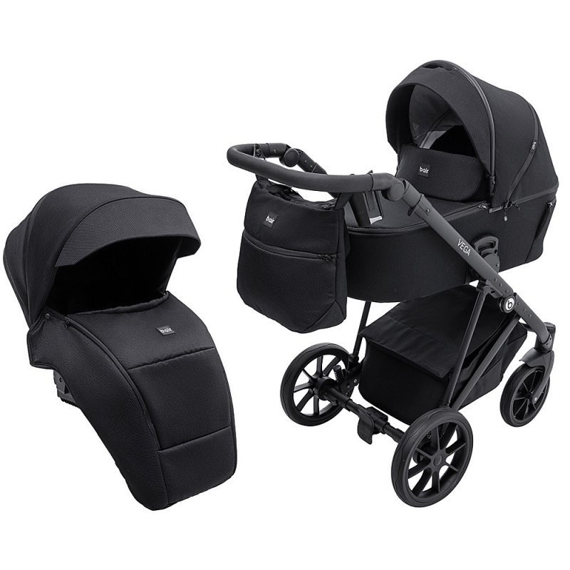 Універсальна коляска 2 в 1 Bair Vega Soft black чорний