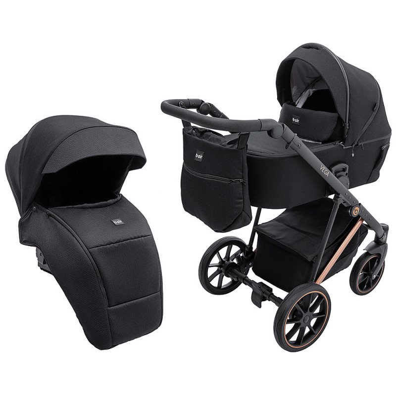 Універсальна коляска 2 в 1 Bair Vega Soft black magma чорний