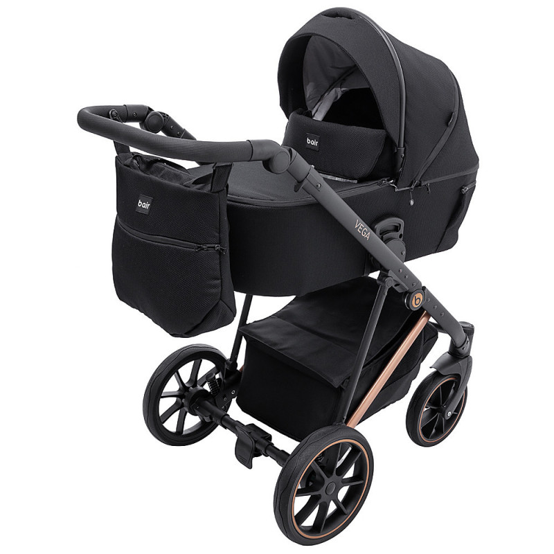 Універсальна коляска 2 в 1 Bair Vega Soft black magma чорний