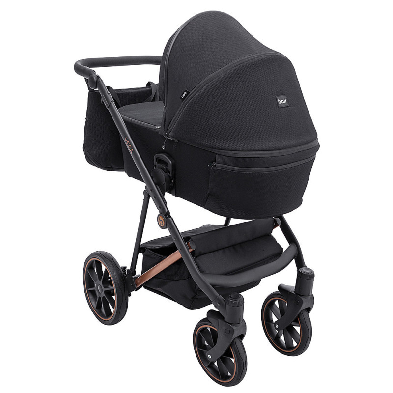Універсальна коляска 2 в 1 Bair Vega Soft black magma чорний