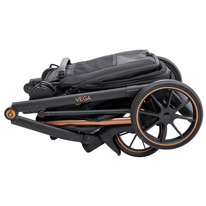 Універсальна коляска 2 в 1 Bair Vega Soft black magma чорний