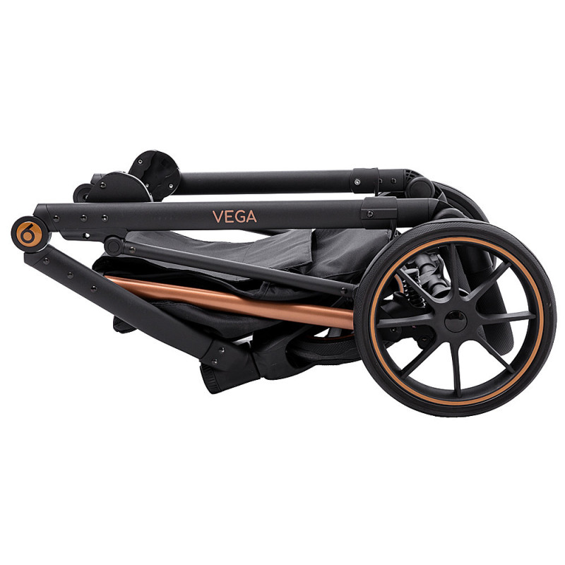 Універсальна коляска 2 в 1 Bair Vega Soft black magma чорний
