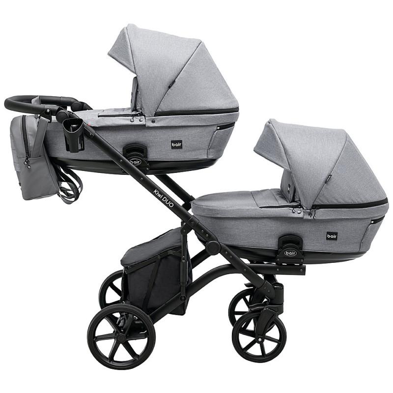 Універсальна коляска 2 в 1 для двійні Bair Kiwi DUO Soft BKP-218 сірий