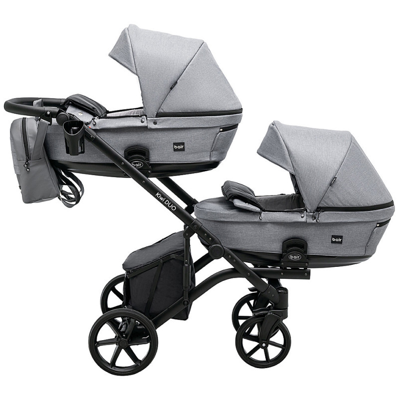 Універсальна коляска 2 в 1 для двійні Bair Kiwi DUO Soft BKP-218 сірий