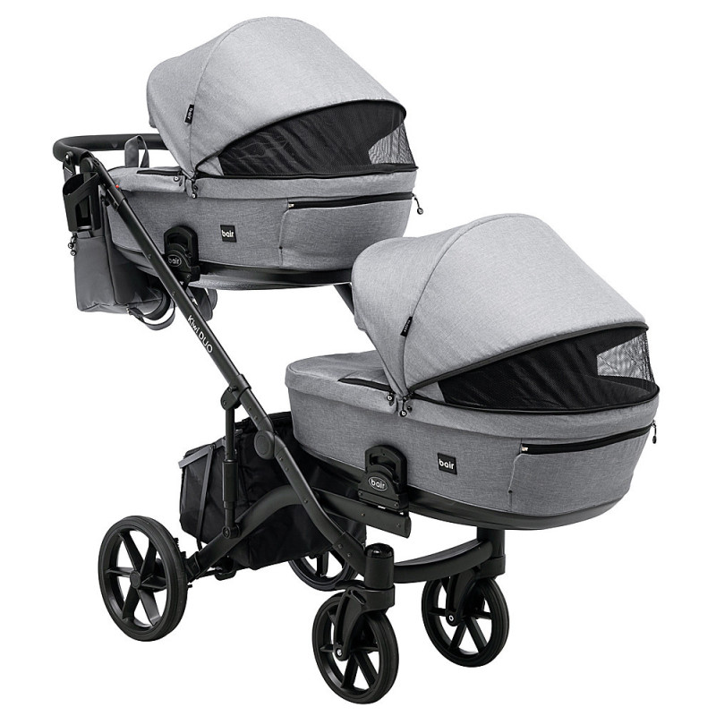 Універсальна коляска 2 в 1 для двійні Bair Kiwi DUO Soft BKP-218 сірий