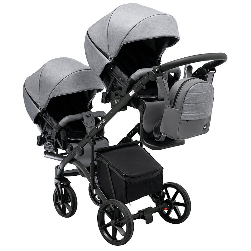 Універсальна коляска 2 в 1 для двійні Bair Kiwi DUO Soft BKP-218 сірий