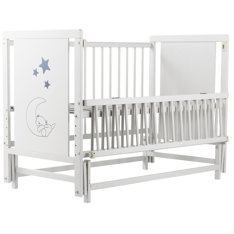 Ліжечко Bair Ведмедик M-2 маятник, відкидний бік бук білий