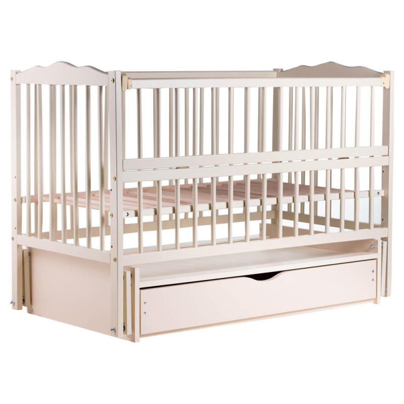 Ліжечко Bair Веселка VMY-3 маятник, шухляда, відкидний бік бук слонова кістка