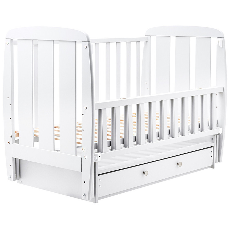 Ліжечко Bair Кулька KMY-3 маятник, шухляда, відкидний бік бук білий