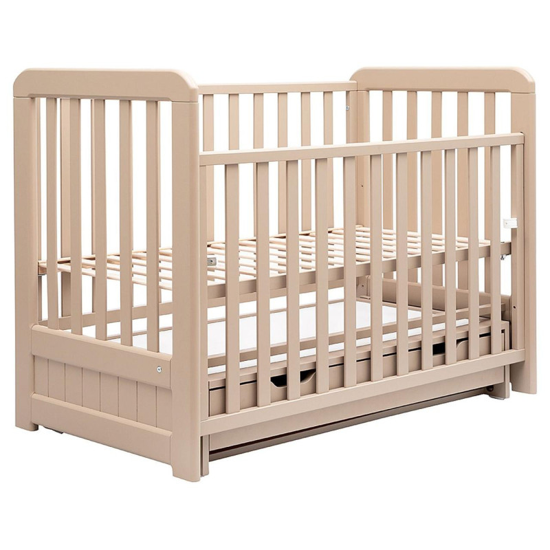 Ліжечко Bair Люкс LUX-3 маятник, шухляда, опускання бук білий