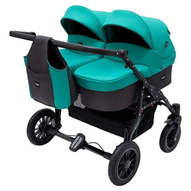 Універсальна коляска 2 в 1 для двійні Bair Sorento DUO BS-01 бірюзовий / графіт