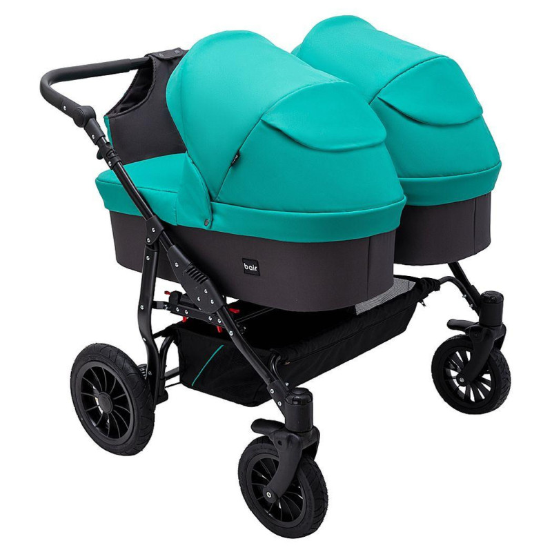 Універсальна коляска 2 в 1 для двійні Bair Sorento DUO BS-01 бірюзовий / графіт