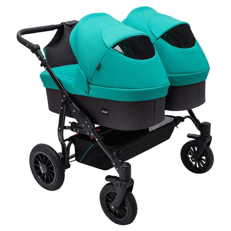 Універсальна коляска 2 в 1 для двійні Bair Sorento DUO BS-01 бірюзовий / графіт