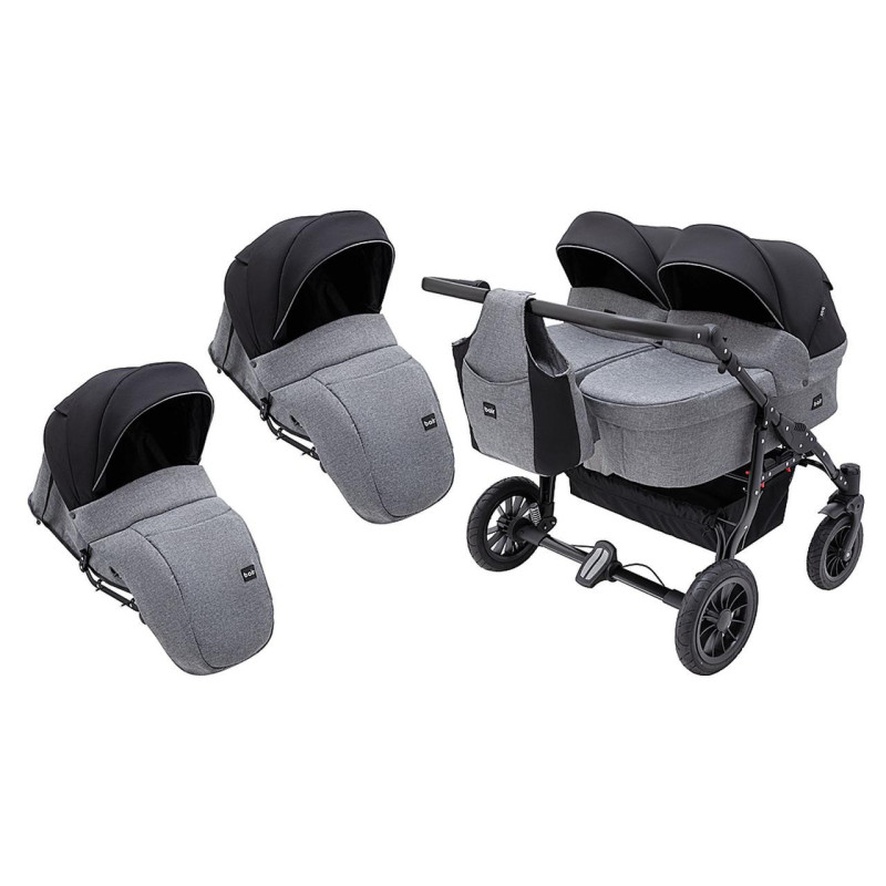 Універсальна коляска 2 в 1 для двійні Bair Sorento DUO BS-04 графіт/чорний
