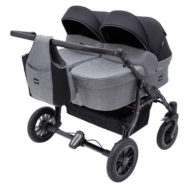Універсальна коляска 2 в 1 для двійні Bair Sorento DUO BS-04 графіт/чорний