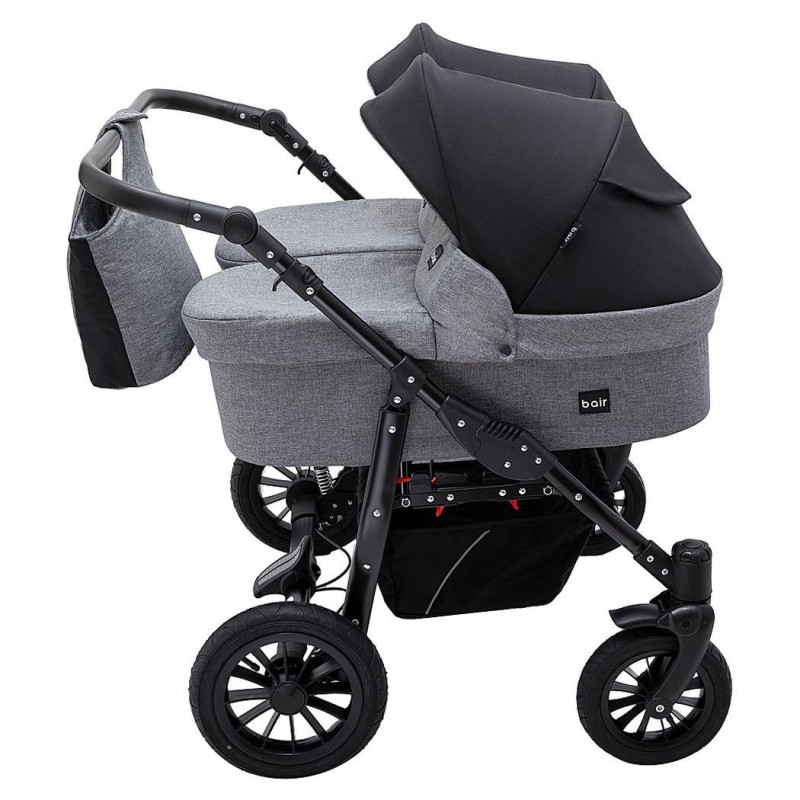 Універсальна коляска 2 в 1 для двійні Bair Sorento DUO BS-04 графіт/чорний
