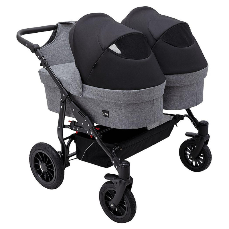 Універсальна коляска 2 в 1 для двійні Bair Sorento DUO BS-04 графіт/чорний