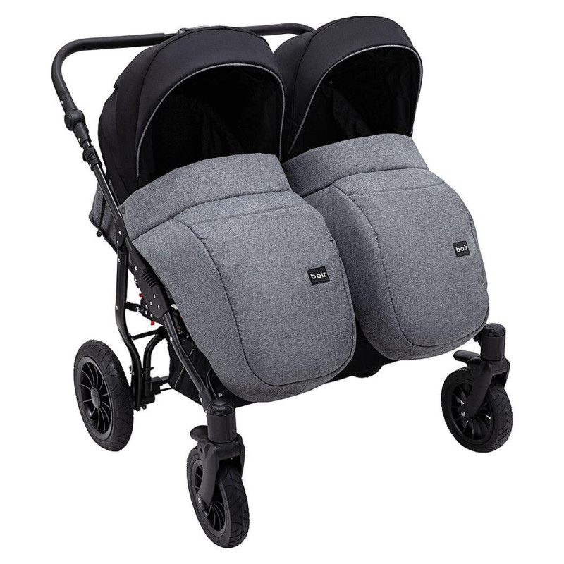 Універсальна коляска 2 в 1 для двійні Bair Sorento DUO BS-04 графіт/чорний