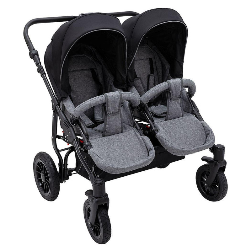 Універсальна коляска 2 в 1 для двійні Bair Sorento DUO BS-04 графіт/чорний