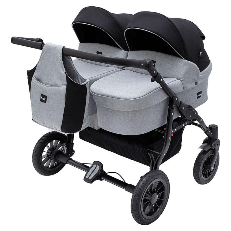 Універсальна коляска 2 в 1 для двійні Bair Sorento DUO BS-05 сірий/чорний