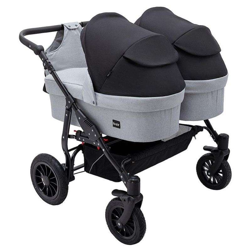 Універсальна коляска 2 в 1 для двійні Bair Sorento DUO BS-05 сірий/чорний
