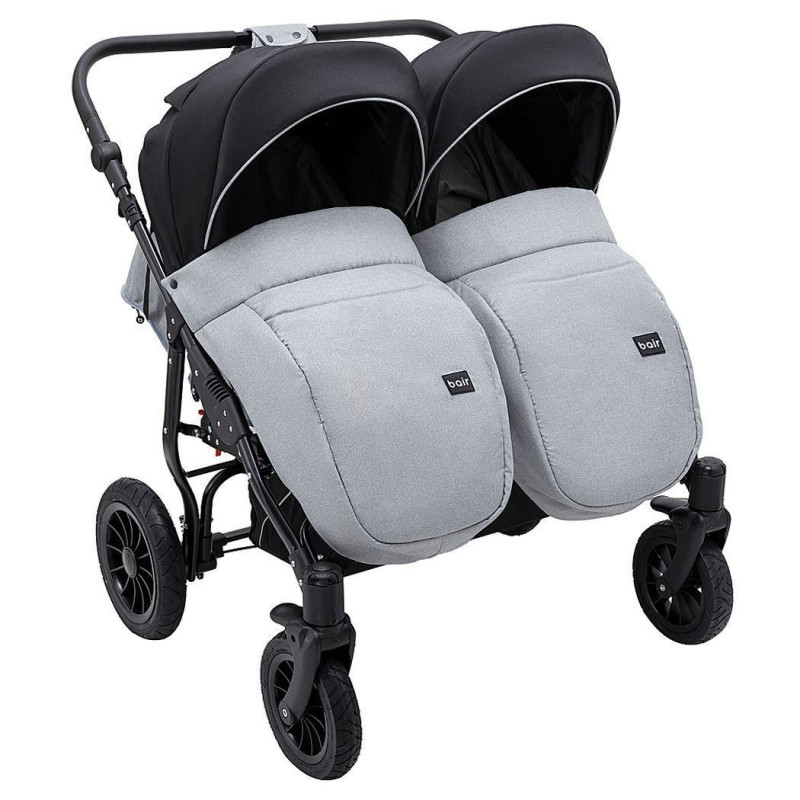 Універсальна коляска 2 в 1 для двійні Bair Sorento DUO BS-05 сірий/чорний
