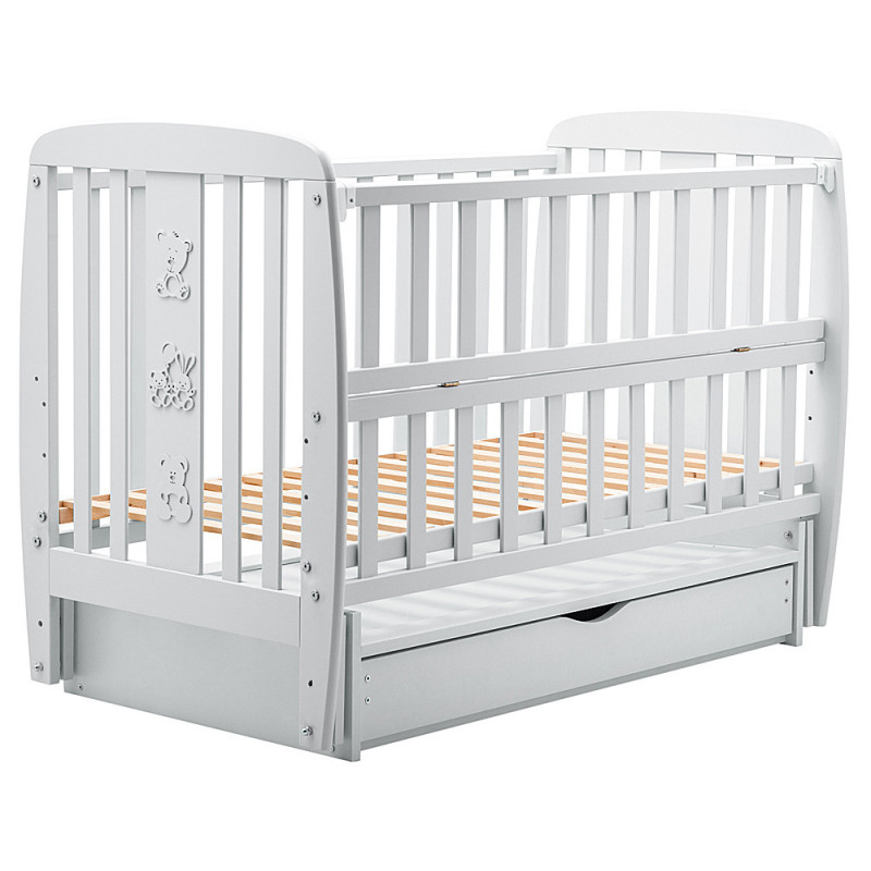 Ліжечко Bair Друзі DMY-3 маятник, шухляда, відкидний бік бук сірий