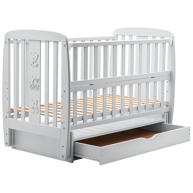 Ліжечко Bair Друзі DMY-3 маятник, шухляда, відкидний бік бук сірий