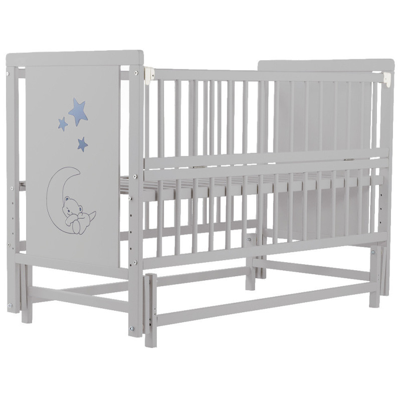 Ліжечко Bair Ведмедик M-2 маятник, відкидний бік бук сірий