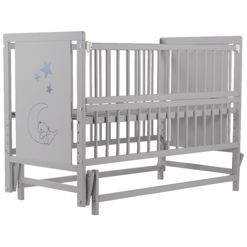 Ліжечко Bair Ведмедик M-2 маятник, відкидний бік бук сірий