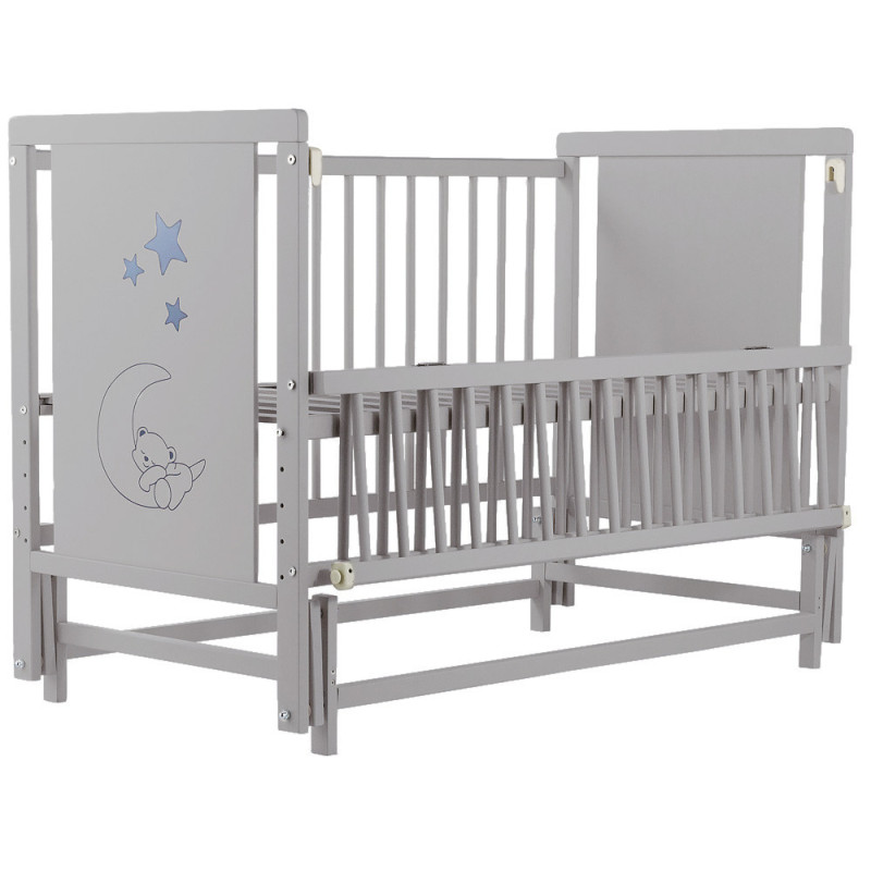 Ліжечко Bair Ведмедик M-2 маятник, відкидний бік бук сірий