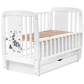 Ліжечко Bair Жирафік JMY-3 маятник, ящик, відкидний бік бук білий