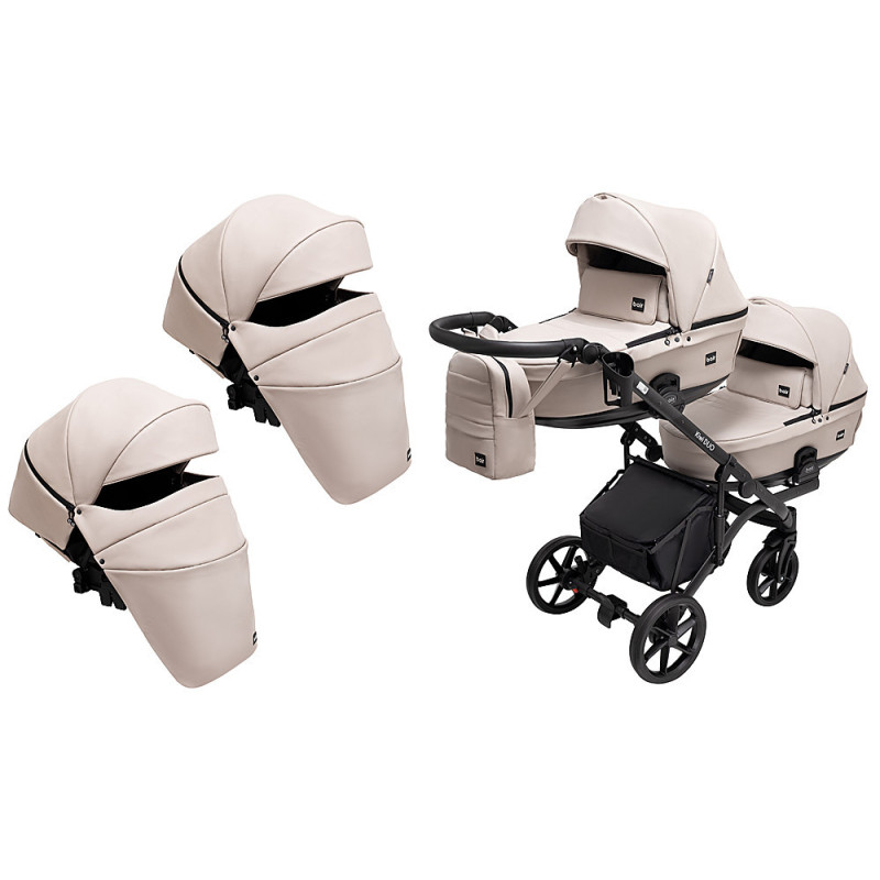 Універсальна коляска 2 в 1 для двійні Bair Kiwi DUO ECO BKD-33-1 капучино
