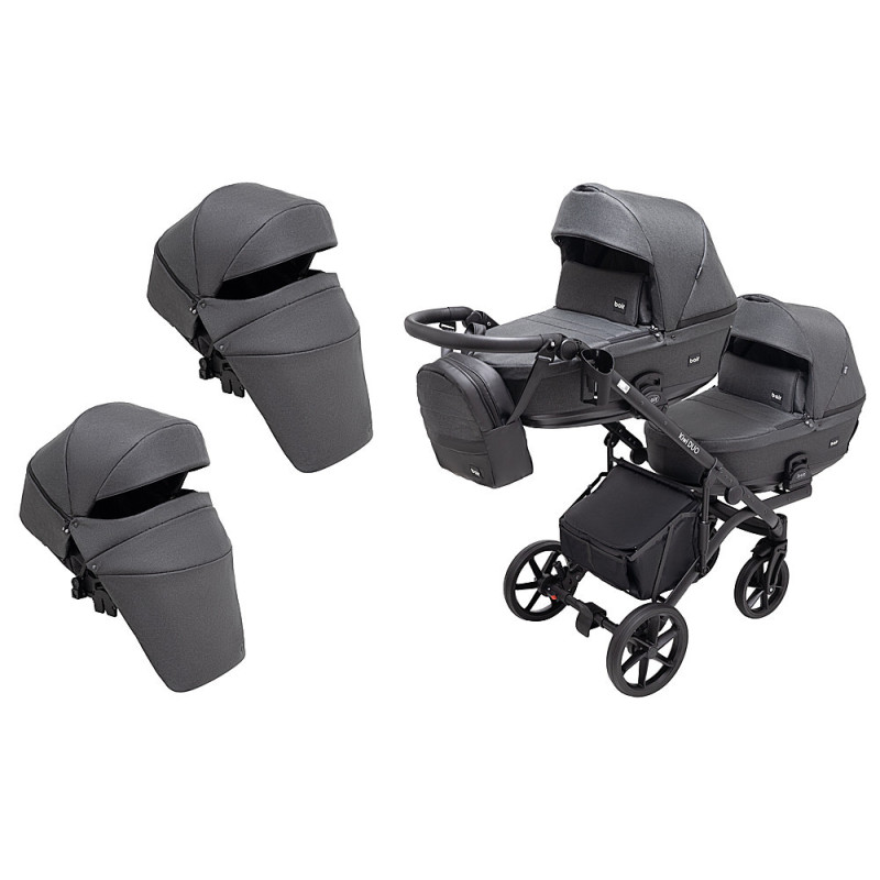 Універсальна коляска 2 в 1 для двійні Bair Kiwi DUO Soft BKD-219-1 графіт