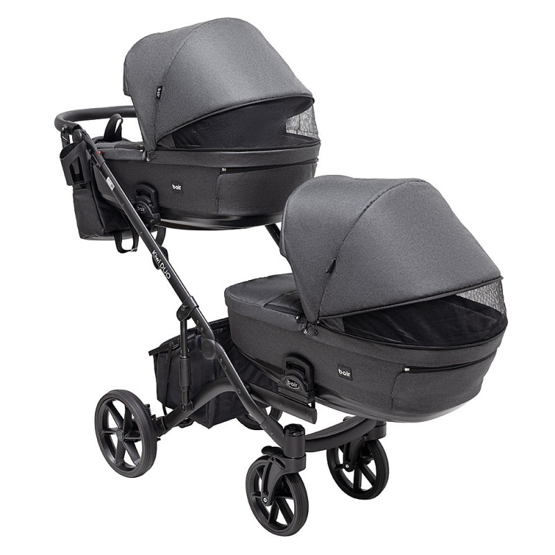 Універсальна коляска 2 в 1 для двійні Bair Kiwi DUO Soft BKD-219-1 графіт